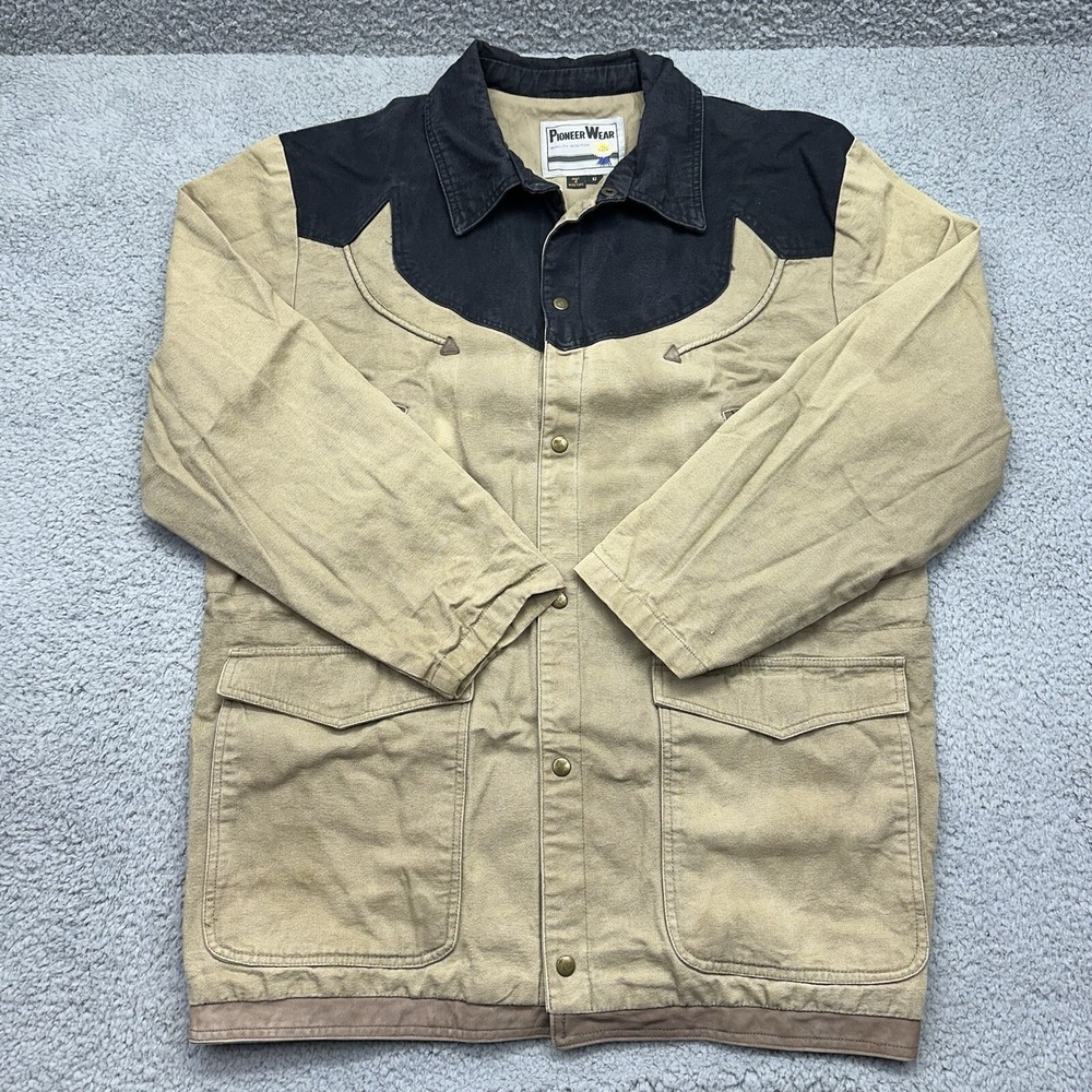 Vintage PIONEER WEAR Style 10220 Size SMALL Canvas Jacket Western Wear Black Tan